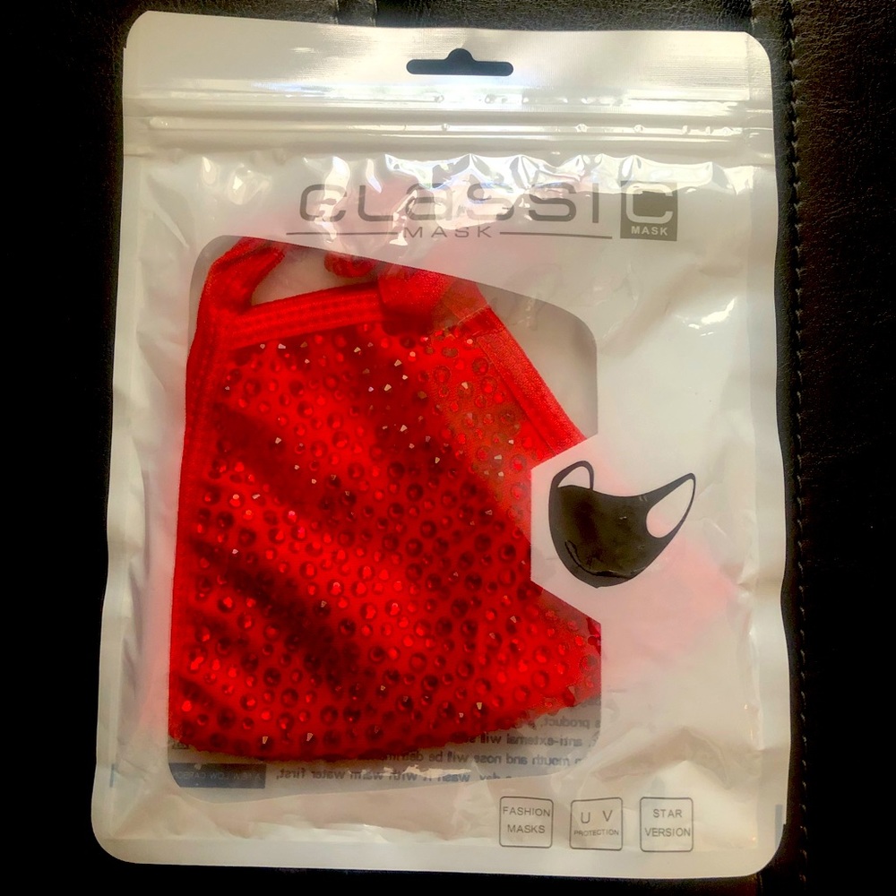 Cute red beaded facial mask size fits all